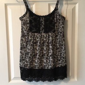 INC lacey floral print blouse